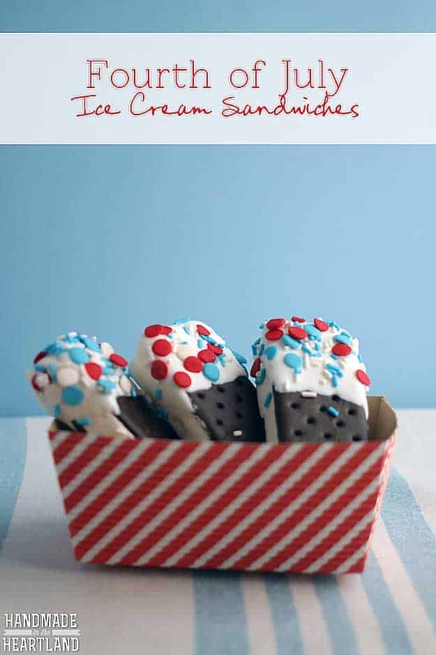 4th of July Dessert Recipes Ice-Cream-Sandwiches | DIY Projects & Crafts by DIY JOY #fourthofjuly #july4th #desserts