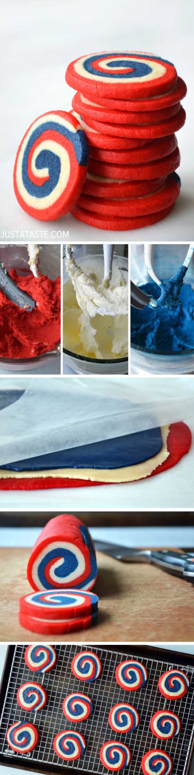 4th of July Dessert Ideas Patriotic Pinwheel Cookie Recipe| DIY Projects & Crafts by DIY JOY #fourthofjuly #july4th #desserts