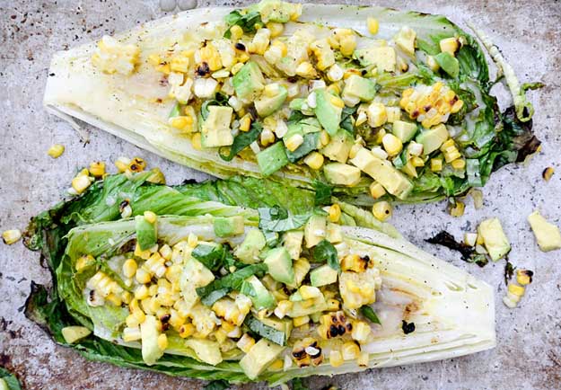 Best 4th of July Recipes and Backyard BBQ ideas - Grilled Romaine Corn Salad at #fourthofjuly