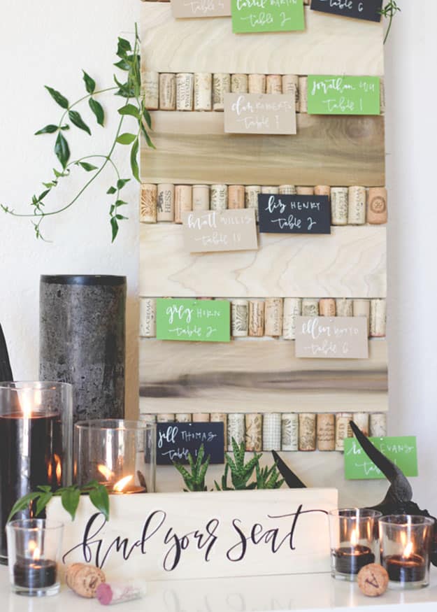 Wine Cork Crafts for DIY Wedding Decor - DIY Cork Board for Wedding Table Numbers - DIY Projects & Crafts by DIY JOY #crafts