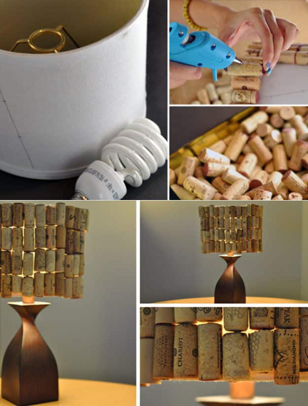 Easy Wine Cork Crafts & DIY Decor Projects - DIY Lampshade from Wine Corks - DIY Projects & Crafts by DIY JOY #crafts