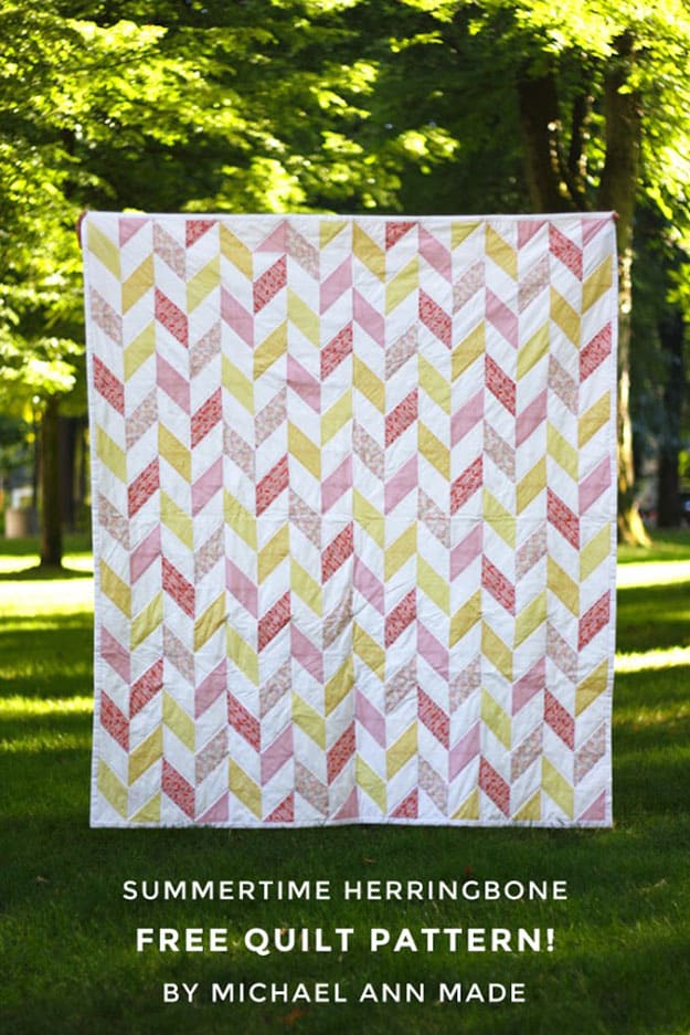 Easy Free Sewing Patterns | Herringbone Quilt Pattern | DIY Projects & Crafts by DIY JOY at 