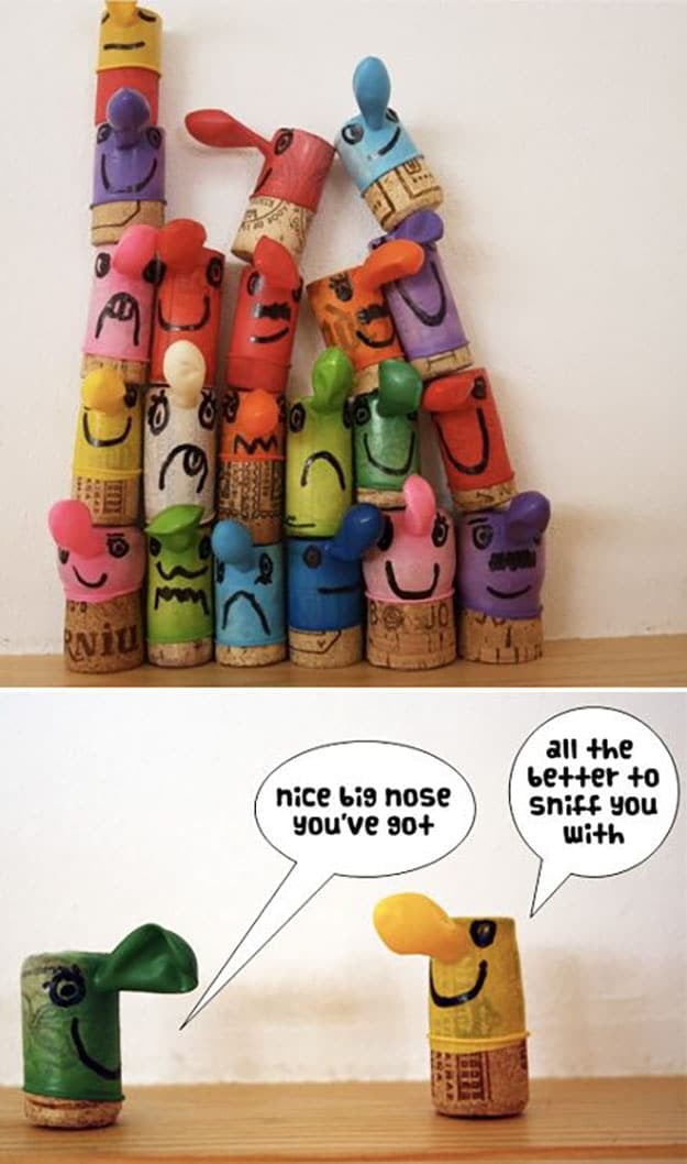 Wine Cork Crafts for Kids to Make - Wine Cork Buddies - DIY Projects & Crafts by DIY JOY at http://diyjoy.com/diy-wine-cork-crafts-craft-ideas