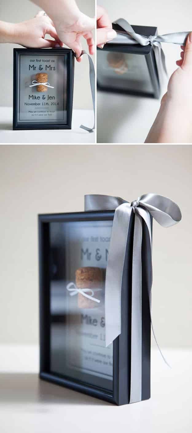 Wine Cork DIY Shadowbox for a Wedding Gift - Wine Cork DIY Memory Box - DIY Projects & Crafts by DIY JOY #crafts