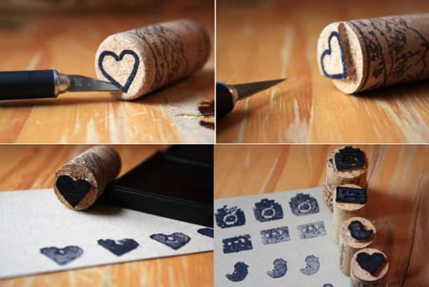 Easy Wine Cork Crafts for Kids to Make - Wine Cork DIY Stamps - DIY Projects & Crafts by DIY JOY at http://diyjoy.com/diy-wine-cork-crafts-craft-ideas