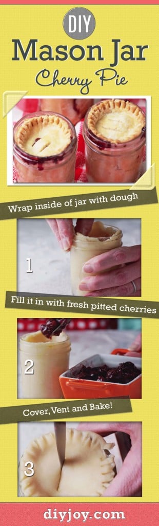 DIY Mason Jar Cherry Pie Recipe - Easy Mason Jar Recipe Ideas | DIY JOY crafts #appetizers #partyfood #recipes