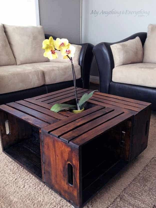 DIY Projects for the Home | Easy Furniture Ideas | DIY Wooden Crate Coffee Table | Projects and Ideas by DIY JOY at http://diyjoy.com/diy-home-decor-coffee-table-ideas