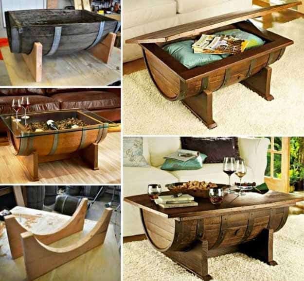 DIY Projects for the Home | Cheap and Easy Furniture Ideas | DIY Old Barrel Coffee Table | Projects and Crafts by DIY JOY at http://diyjoy.com/diy-home-decor-coffee-table-ideas