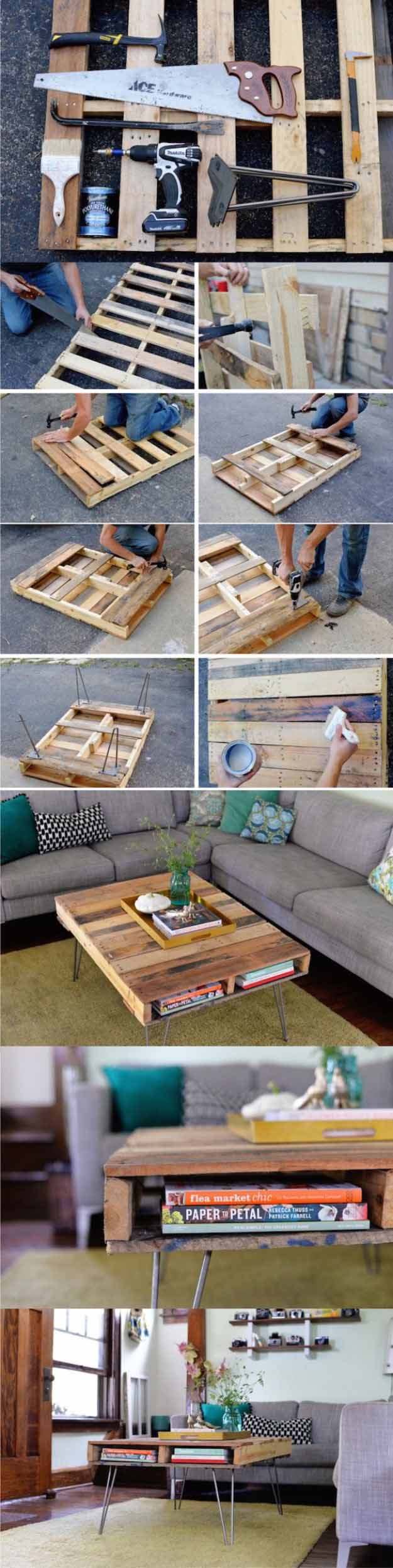 Easy DIY Home Decor Projects| DIY Pallet Furniture Tutorial | Cheap Coffee Table Ideas | DIY Projects and Crafts by DIY JOY  at http://diyjoy.com/diy-home-decor-coffee-table-ideas