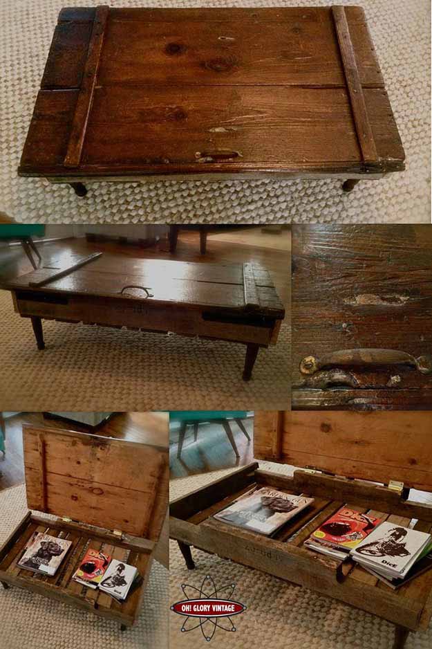 Easy DIY Furniture Projects | Upcycling Ideas with Repurposed Wood | DIY Coffee Table with Storage | DIY Projects and Crafts by DIY JOY at http://diyjoy.com/diy-home-decor-coffee-table-ideas  