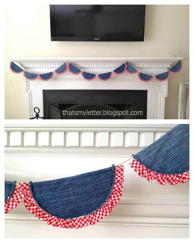 Easy Sewing Ideas for the Home | DIY Country Home Decor | DIY Bunting from Old Jeans | DIY Projects & Crafts by DIY JOY #sewingideas #denim #upcycling