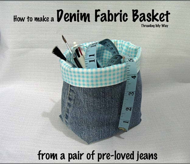 DIY Organization Ideas for Crafts | Easy Sewing Project | DIY Fabric Basket from Old Jeans | DIY Projects & Crafts by DIY JOY #sewingideas #denim #upcycling