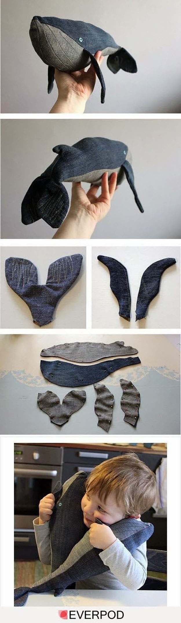 Easy Sewing Idea for Kids | Crafts for Kids from Old Denim | DIY Whale Plush Toy | DIY Projects & Crafts by DIY JOY #sewingideas #denim #upcycling