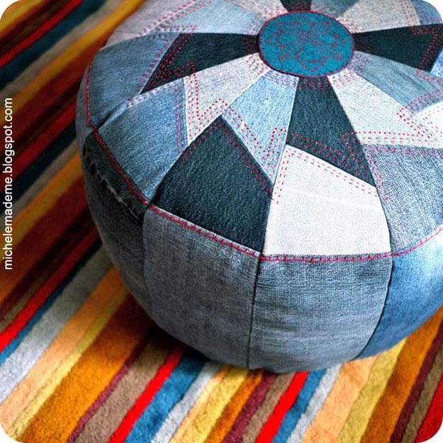 Easy Sewing Ideas | Upcycling DIY Projects with Old Jeans | DIY Pouf from Old Jeans | DIY Projects & Crafts by DIY JOY #sewingideas #denim #upcycling