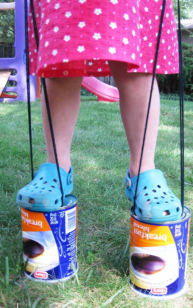 DIY Kids Crafts for Outdoors Fun - DIY Upcycled Can Stilts - DIY Projects & Crafts by DIY JOY at http://diyjoy.com/fun-outdoor-crafts-for-kids