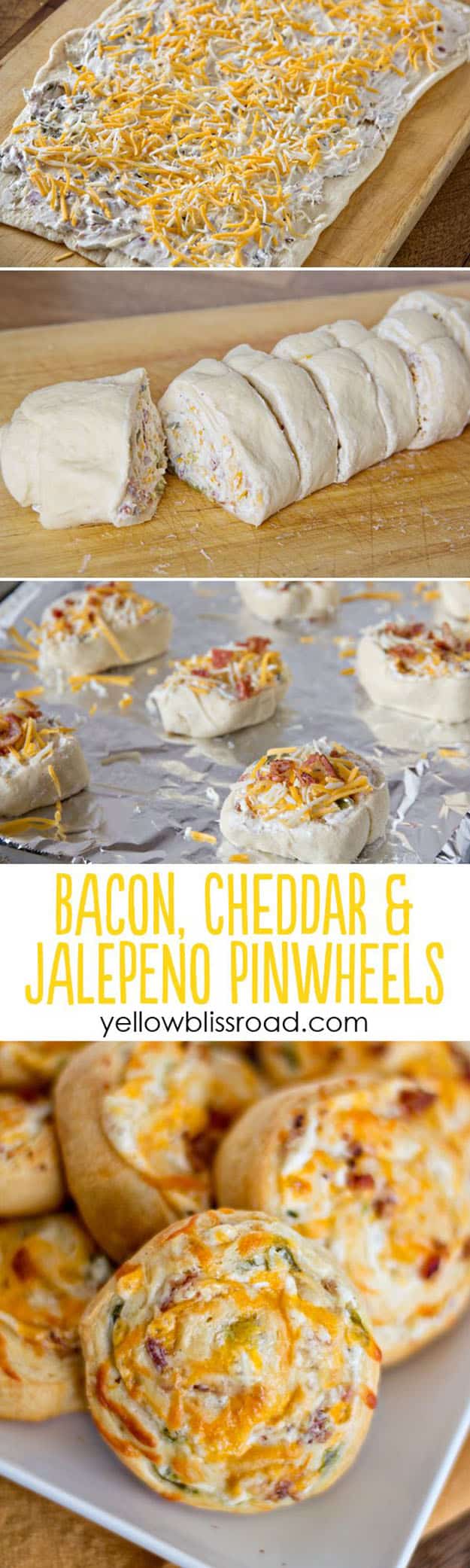 Cheap Party Food Ideas |Easy DIY Recipe for Bacon & Cheese Pinwheels | DIY Projects and Crafts by DIY JOY #appetizers #partyfood #recipes