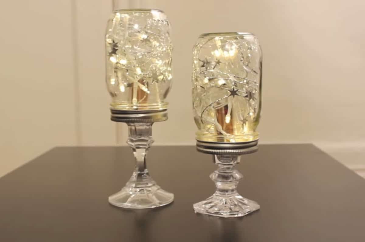 DIY Mason Jar Lights on a Stand DIY Joy