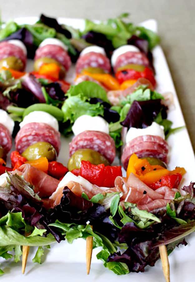 Healthy Party Food Ideas | Antipasto on a Stick | DIY Projects & Crafts by DIY JOY #appetizers #partyfood #recipes