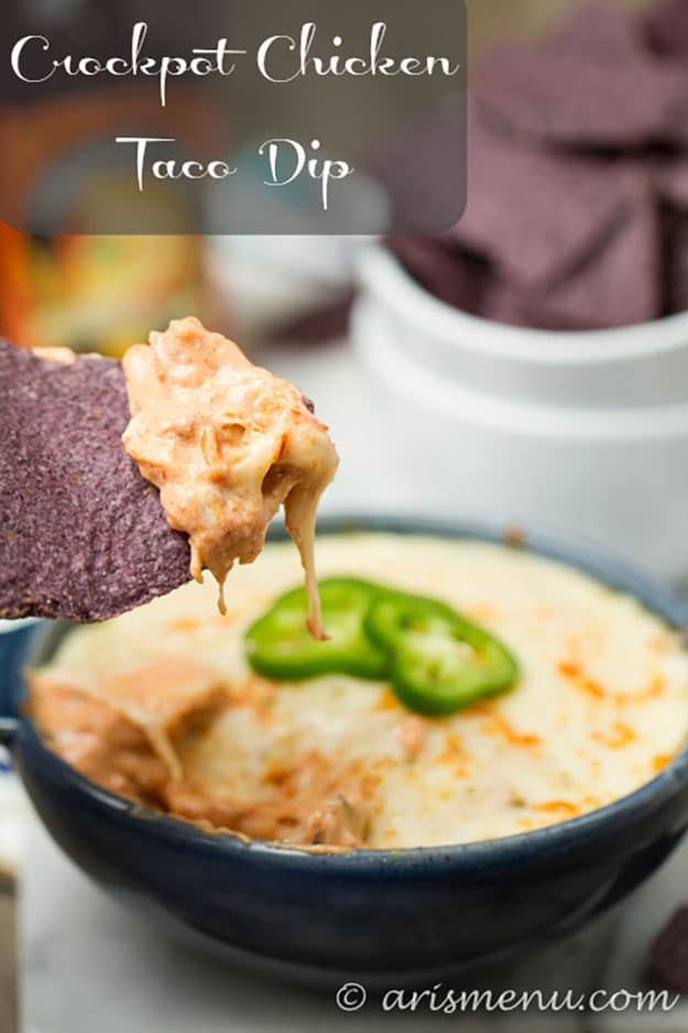 DIY Party Food Ideas | Easy Crockpot Recipes | Chicken Taco Dip in a Slow Cooker Recipe | DIY Projects and Crafts by DIY JOY #appetizers #partyfood #recipes