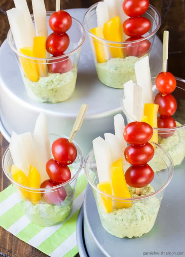 Summer Party Food Ideas | Veggies & Pesto Dip Recipe | DIY Projects and Crafts by DIY JOY #appetizers #partyfood #recipes