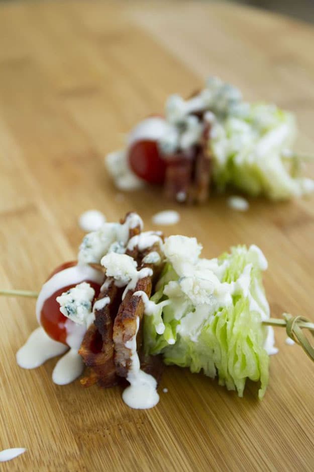 Cheap Party Food Ideas | Mini Wedge Salad on a Stick | DIY Projects & Crafts by DIY JOY #appetizers #partyfood #recipes