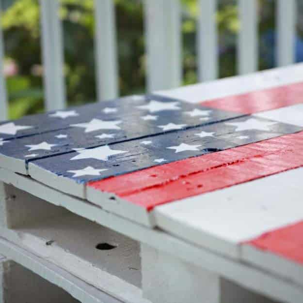 Rustic DIY Ideas With the American Flag | Patriotic Flag Country Crafts and  DIY Projects for the Home and Backyard | Patriotic DIY Pallet Coffee Table | http://diyjoy.com/diy-projects-decor-american-flag