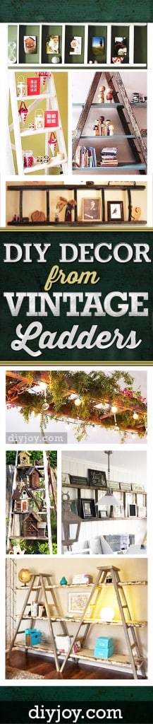 DIY Projects for The Home - Furniture, Decor and Crafts Ideas Made from Vintage Ladders by diy joy http://diyjoy.com/diy-home-decor-upcyling-ladders at http://diyjoy.com/diy-home-decor-upcyling-ladders