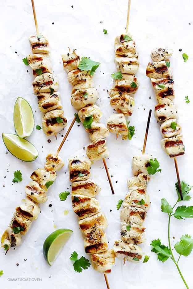 Easy Chicken Kabobs Grilling Recipes | Easy BBQ Paleo Recipe Ideas | Tequila Lime Grilled Chicken Kabobs | DIY Projects & Crafts by DIY JOY at http://diyjoy.com/grilling-recipes-diy-bbq-ideas