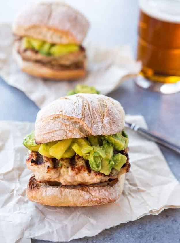 Turkey Burger Grilling Recipe | Quick & Easy BBQ Ideas | Grilled Turkey Burger with Avocado & Pineapple Salsa | DIY Projects & Crafts by DIY JOY at http://diyjoy.com/grilling-recipes-diy-bbq-ideas