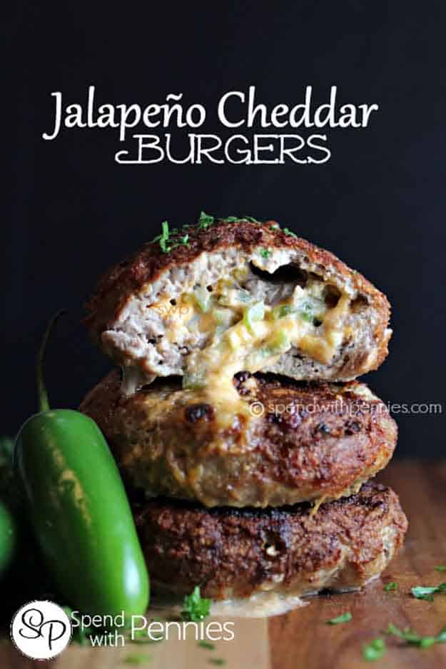 Stuffed Burger Grilling Recipe | Turkey Burger BBQ Recipe Idea | Jalapeno & Cheddar Stuffed Burger Recipe | DIY Projects & Crafts by DIY JOY at http://diyjoy.com/grilling-recipes-diy-bbq-ideas