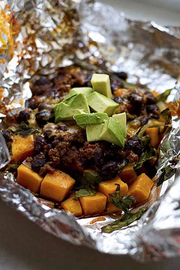 Easy Vegetarian Foil Grilling Recipe | Healthy Vegetable Grilling Idea | Sweet Potato Taco Filling Recipe | DIY Projects & Crafts by DIY JOY at http://diyjoy.com/grilling-recipes-diy-bbq-ideas