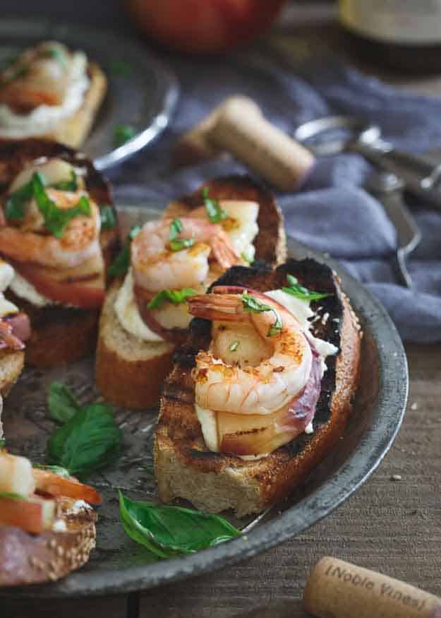 Shrimp Grilling Recipes | Appetizer Recipe Ideas | Shrimp & Peach Crostini | DIY Projects & Crafts by DIY JOY at http://diyjoy.com/grilling-recipes-diy-bbq-ideas