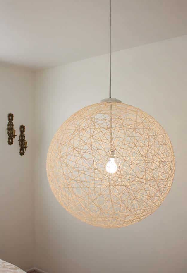 DIY Lighting Ideas and Cool DIY Light Projects for the Home. Chandeliers, lamps, awesome pendants and creative hanging fixtures,  complete with tutorials with instructions | DIY String Globe Pendant Light | http://diyjoy.com/diy-projects-lighting-ideas