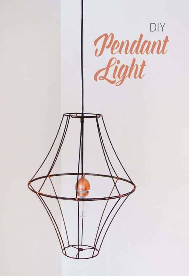 DIY Lighting Ideas and Cool DIY Light Projects for the Home. Chandeliers, lamps, awesome pendants and creative hanging fixtures,  complete with tutorials with instructions | Double Lampshade DIY Pendant Light | http://diyjoy.com/diy-projects-lighting-ideas