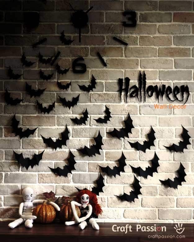 Easy DIY Halloween Decorations | Quick Ideas for Adults, Kids and Teens | Flying Bats Halloween wall decor