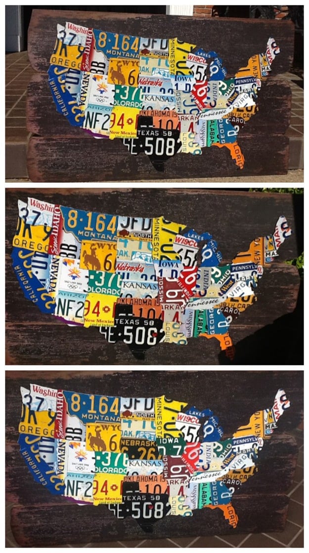 Recycled Old Car Parts - Upcycled License Plate DIY Map - DIY Projects & Crafts by DIY JOY #diy