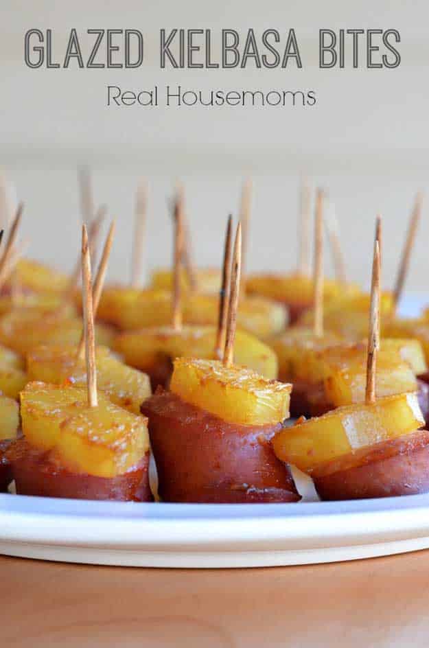 Labor Day Party Food Ideas - Grilled Pineapple and Kielbasa Appetizer Recipe - DIY Projects & Crafts by DIY JOY at http://diyjoy.com/party-ideas-labor-day-food-diy-decor