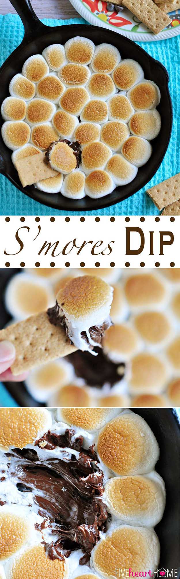 Labor Day Party Food Desserts - Baked Smores Dip Recipe - DIY Projects & Crafts by DIY JOY at http://diyjoy.com/party-ideas-labor-day-food-diy-decor