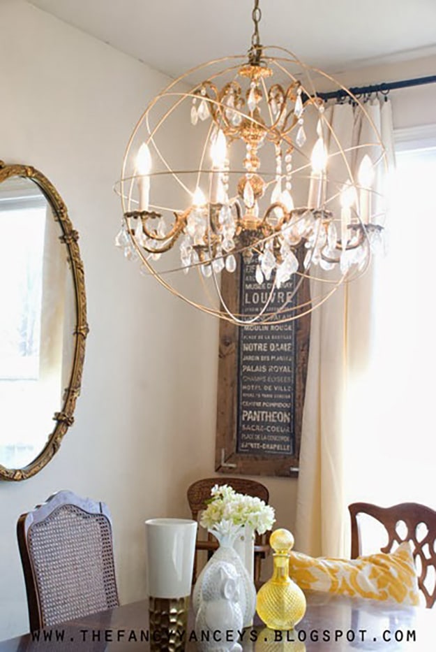 DIY Lighting Ideas and Cool DIY Light Projects for the Home. Chandeliers, lamps, awesome pendants and creative hanging fixtures,  complete with tutorials with instructions | Restoration Hardware Knockoff DIY Orb Chandelier | http://diyjoy.com/diy-projects-lighting-ideas