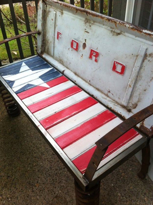 Repurposed Old Car Parts - Upcycled Tail Gate Bench - DIY Projects & Crafts by DIY JOY #diy