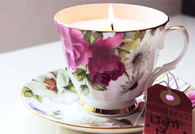 Easy DIY Projects for Teen Girls to Make for the Home - DIY Teacup Candles - DIY Projects & Crafts by DIY JOY #diy #quickcrafts #crafts #easycraftss
