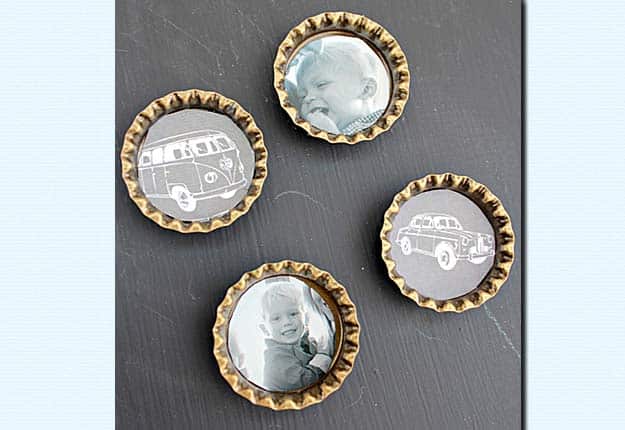 Easy Do it Yourself Crafts for the Home - Upcycled DIY Bottlecaps Magnets Tutorial - DIY Projects & Crafts by DIY JOY #diy #quickcrafts #crafts #easycraftss