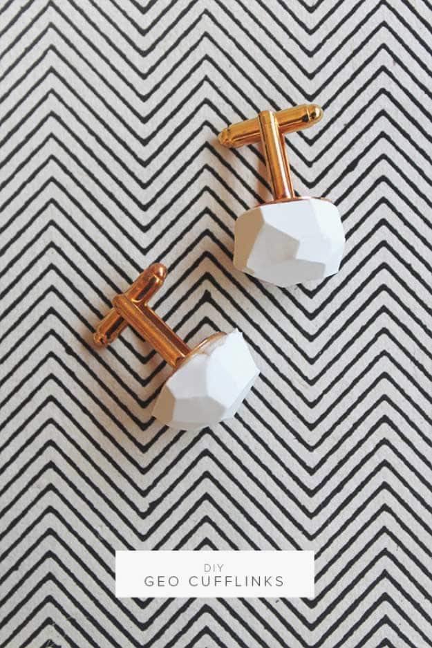 27 MORE Expensive Looking DIY Gifts. Crafts and DIY Gift Ideas for Him, for Her, for Family and Friends. Perfect for Birthday, Christmas, Mom and Dad. | DIY Geo Cufflinks | http://diyjoy.com/homemade-diy-gifts-pinterest