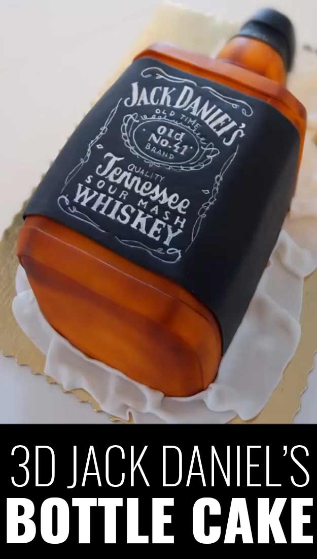 Fun DIY Ideas Made With Jack Daniels - Recipes, Projects and Crafts With The Bottle, Everything From Lamps and Decorations to Fudge and Cupcakes | 3D Jack Daniels Bottle Cake #diy #jackdaniels #recipes #crafts