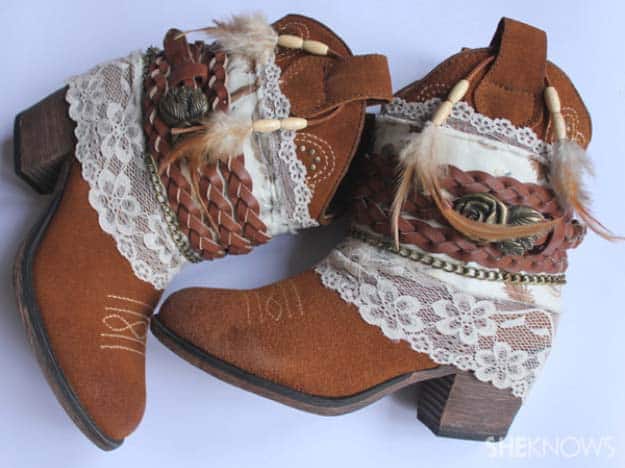 DIY Crafts You Can Make with Lace | Cool DIY Ideas for Fashion, Decor, Gifts, Jewelry and Home Accessories Made With Lace | Bohemian Boots | http://diyjoy.com/diy-crafts-ideas-with-lace