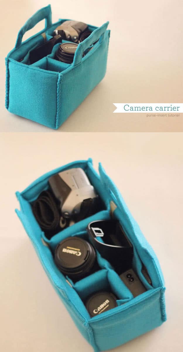 DIY Gifts for Your Girlfriend and Cool Homemade Gift Ideas for Her | Easy Creative DIY Projects and Tutorials for Christmas, Birthday and Anniversary Gifts for Mom, Sister, Aunt, Teacher or Friends | Homemade Felt Camera Carrier is Perfect Gift for Photographers #diygifts #diyideas
