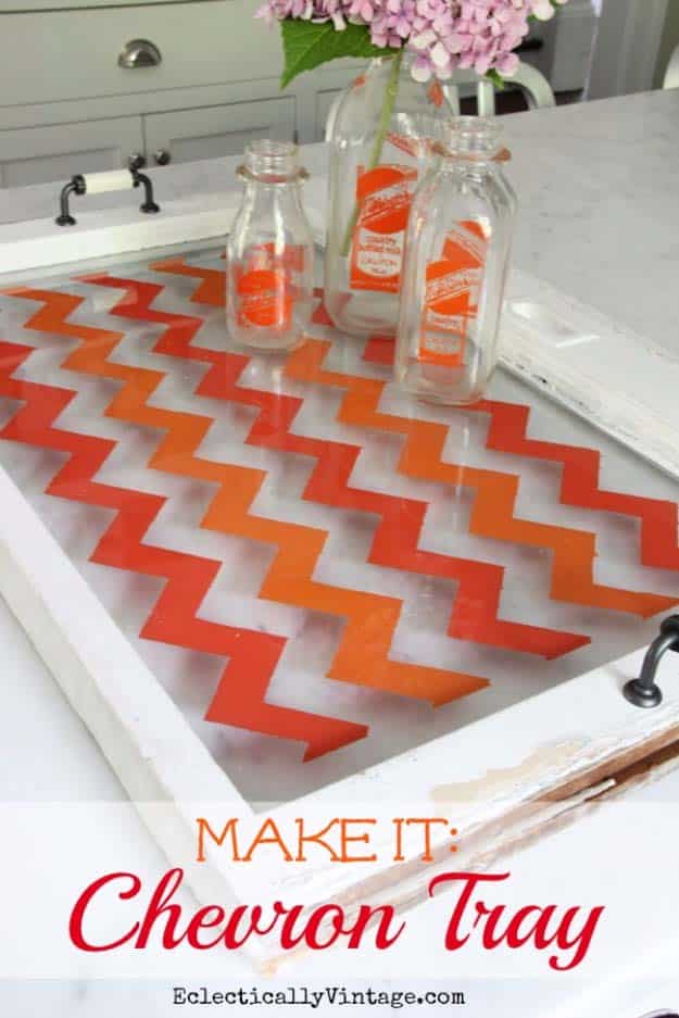 DIY Gifts for Your Parents | Cool and Easy Homemade Gift Ideas That Mom and Dad Will Love | Creative Christmas Gifts for Parents With Step by Step Instructions | Crafts and DIY Projects by DIY JOY | Chevron Tray #diy #diygifts #christmasgifts