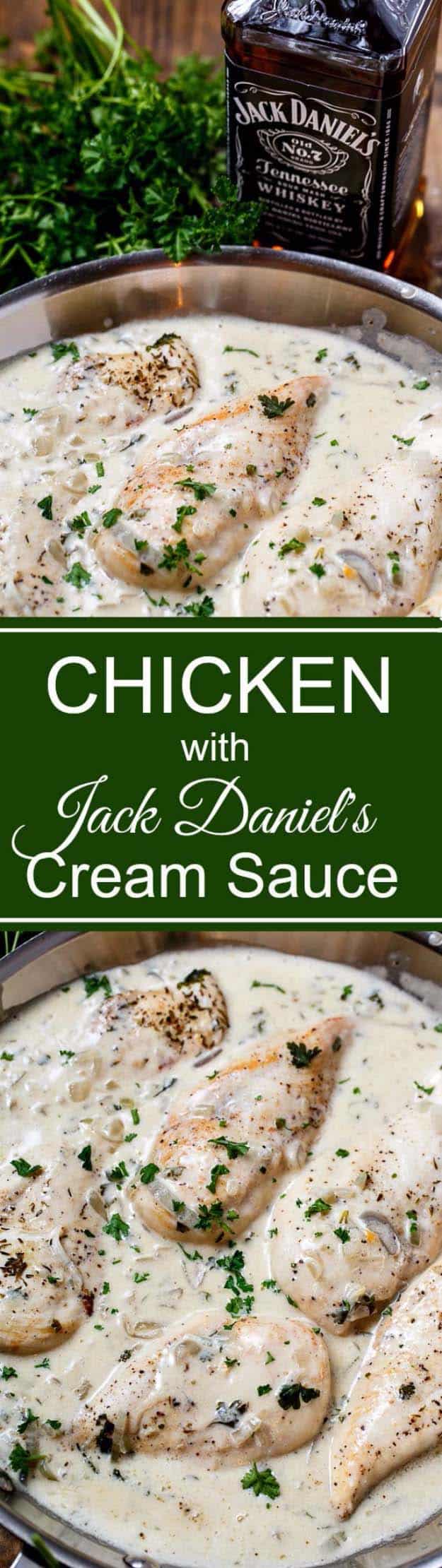 Fun DIY Ideas Made With Jack Daniels - Recipes, Projects and Crafts With The Bottle, Everything From Lamps and Decorations to Fudge and Cupcakes | Chicken in Jack Daniels Cream Sauce #diy #jackdaniels #recipes #crafts