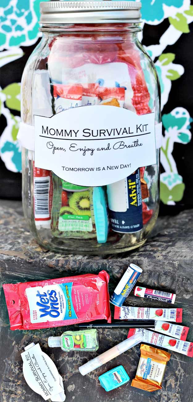 Homemade DIY Gifts in A Jar | Best Mason Jar Cookie Mixes and Recipes, Alcohol Mixers | Fun Gift Ideas for Men, Women, Teens, Kids, Teacher, Mom. Christmas, Holiday, Birthday and Easy Last Minute Gifts | DIY Gift in a Jar Mommy Survival Kit #diy