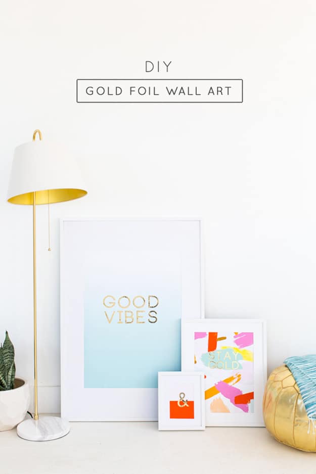 DIY Gifts for Your Parents | Cool and Easy Homemade Gift Ideas That Mom and Dad Will Love | Creative Christmas Gifts for Parents With Step by Step Instructions | Crafts and DIY Projects by DIY JOY | DIY-Gold-Foil-Wall-Art #diy #diygifts #christmasgifts